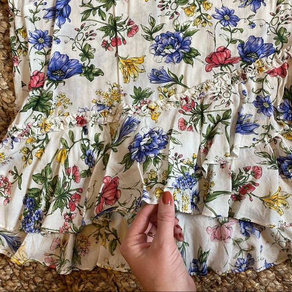 ANNE CARSON Sweet Pea Floral Flutter Top Blouse - Picture 7 of 11